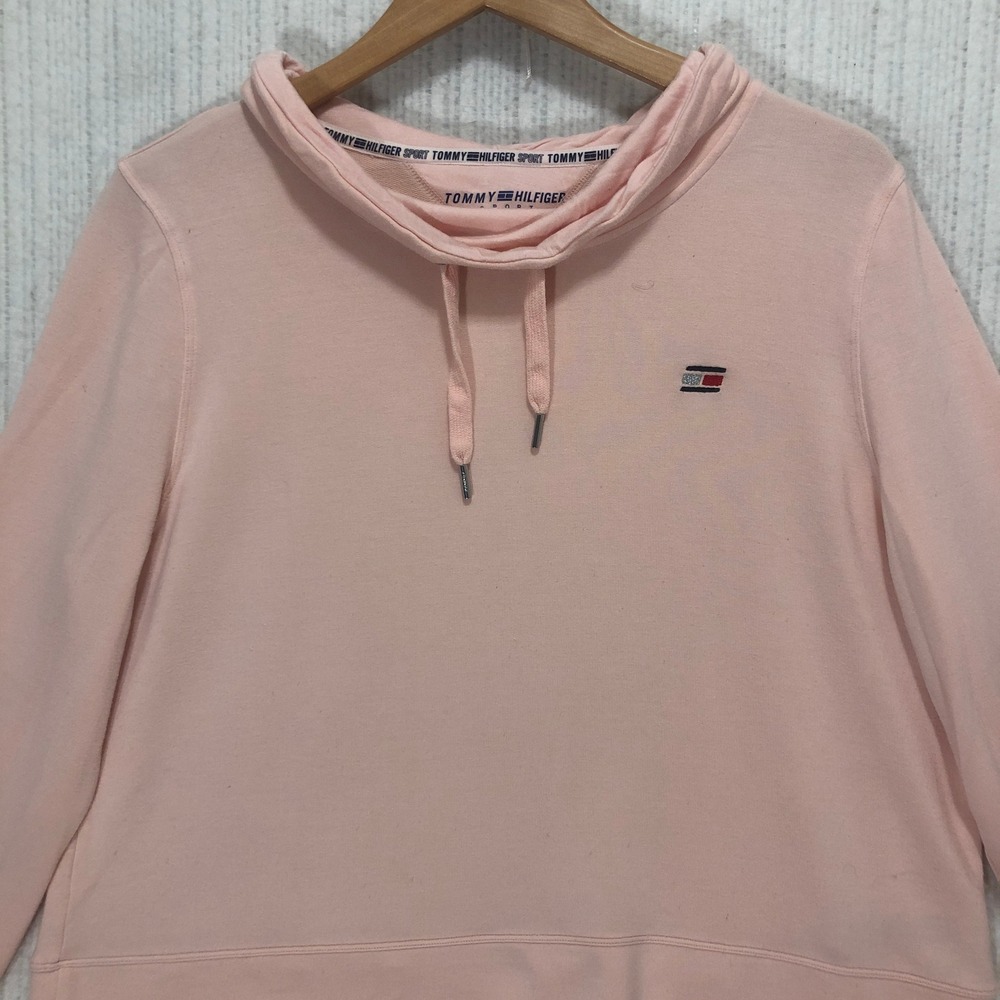 Tommy‎ Hilfiger Sport Womens Pink Cowl Neck Pullover Sweatshirt L Long Sleeve
